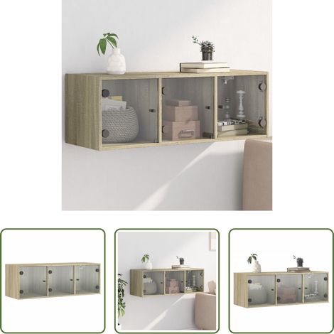 Holzschrank -  Wandschrank mit Glastüren Sonoma-Eiche 102x37x35 cm (1/5)