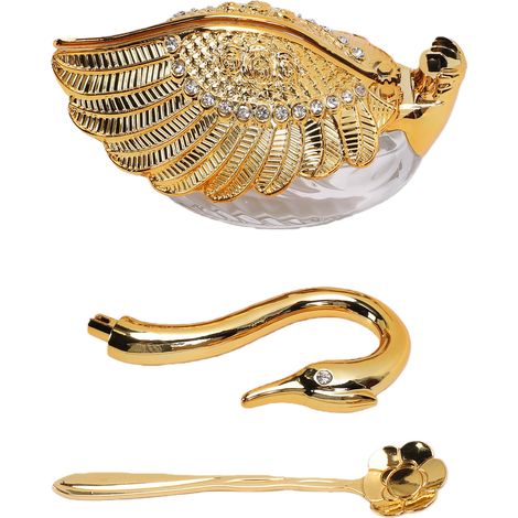 Sucrier avec cuillère, pot décoratif en plastique et verre en forme de cygne, pour sel, café, thé, style 2 (1/5)