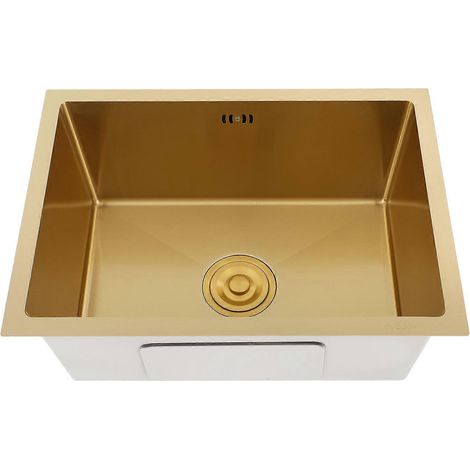 Évier de cuisine encastrable en acier inoxydable 304 grande capacité et design moderne 60 x 40 cm ou 55 x 45 cm - Couleur or (1/5)