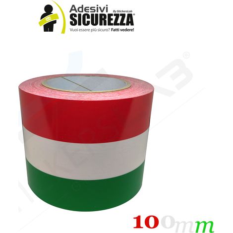 Fascia adesiva tricolore bandiera Italia in 5 misure a scelta Packaging - 100mm(10cm) x 100cm