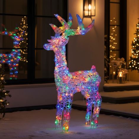 4ft Multi-Action Illuminated Acrylic Reindeer (1/2)