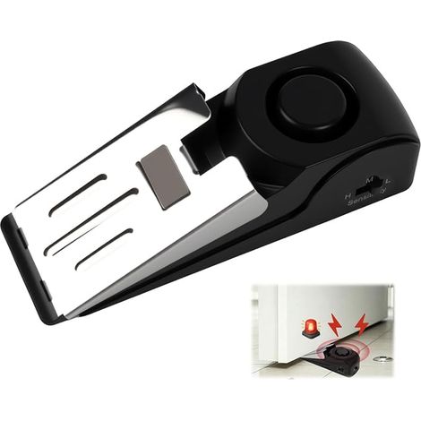 Door Stopper, Security Stopper, Door Alarm, Black with dB and Protection, Used to Ensure Personal Safety at Home, Hotels and Travels (1/4)