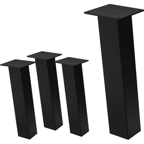 ML-Design Set di 4 Gambe per Tavolo Inclinate A: 42 cm Nero Lucido in Acciaio Verniciato a Polvere Forma a I Profilo 8x8 cm con Inclinazione di 96° Piedini in Metallo per Panchine Tavolini