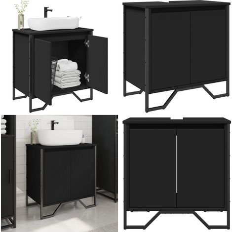 vidaXL Waschbeckenunterschrank Schwarz 60x35x60 cm Holzwerkstoff