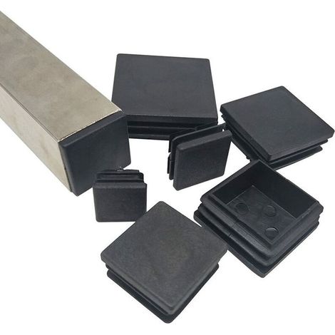 Coperchi in plastica neri quadrati 40x40 mm per mobili, chaise e tavoli (32 pezzi) (1/2)