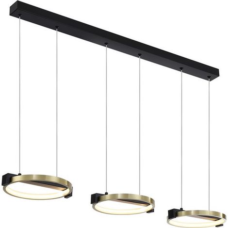Searchlight Aerial Suspension de plafond à 3 lampes LED, métal doré et noir (1/3)