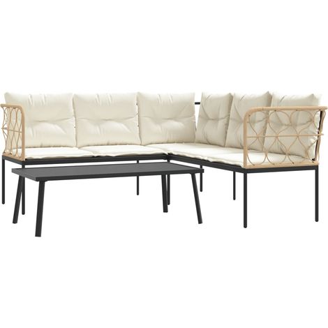 Maison Exclusive - Set Divano da Giardino con Cuscini Nero Acciaio e Textilene