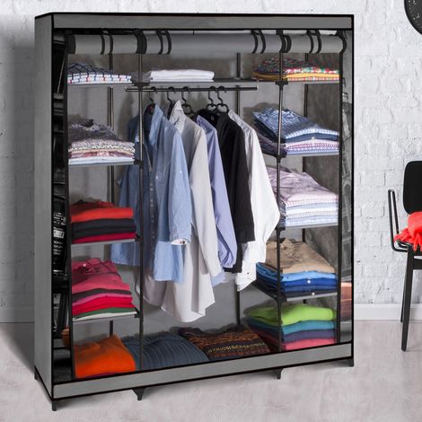 NEW-YORK Armario de tela XXL con mueble de ropa plegable (1/4)