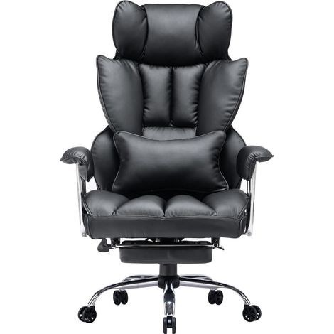 Efomao Bürostuhl ergonomisch PU Leder Stuhl 200 kg Fußstütze Lendenwirbelstütze (1/5)
