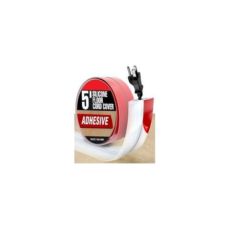 Cache Câble Sol 5M x 6,5 cm - Goulotte en Silicone Auto-Adhésive - Protége Câbles au Sol, Facile à Couper et Installer (Blanc) (1/5)