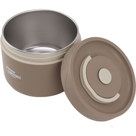 Contenitore termico per il pranzo Bento in acciaio inox da 550 ml, impilabile, a 2 livelli, rotondo, a prova di perdite, adatto al forno a microonde, colore caffè scuro. (1/5)