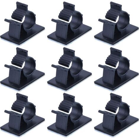 Câbles Adhésifs Réglable Clips de Câble Nylon Porte Fil de Serrage, Noir, 100 pieces (1/5)
