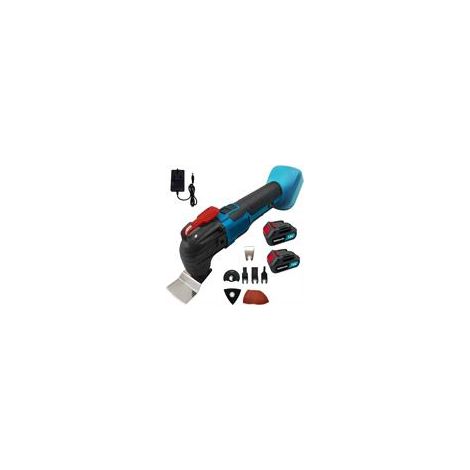 Akku-oszillierende Multi Werkzeuge 3°oszillierende Winkel-Schnellladung/Freigabe 20000rpm mit 6pcs Werkzeug Zubehör-Schneiden, Schleifen, Kratzen,(2X 3.0Ah Batterien und Ladegerät) kompatibel mit Maki