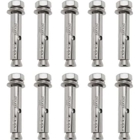 Lot de 10 Boulons d'expansion Hexagonaux Externes en Acier Inoxydable 304 M8 X 60 pour Garde-corps Portes de Sécurité Auvents 9,5X12,7 Mm (1/4)