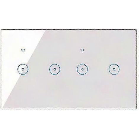 Interrupteur mural intelligent WiFi 10A, panneau tactile en verre, télérupteur sans fil 4 groupes, commande à distance, blanc (1/5)