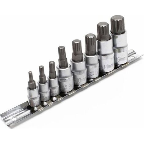 Jeu De Douilles Xzn - M4 À M16 - 8 Pièces - Entrée 1/4" 3/8" 1/2" - Acier Chrome-Vanadium - Pour Vis Et Boulons (1/5)