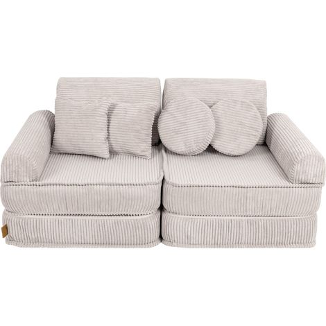 Meowbaby Canapé modulable Pocket en velours Corduroy à larges côtes Aesthetic 10 Pièces Écru (1/5)