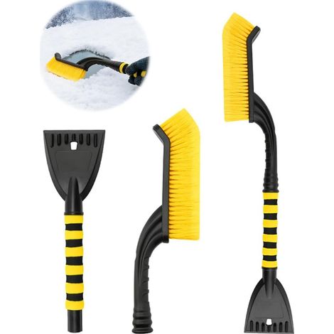 Grattoir à Glace pour Voiture avec Balai, Jaune Noir Balais à Neige pour Auto, 2 en 1 Grattoir à Glace et Brosse à Neige, avec Poignée en Mousse Antidérapante, pour Voitures, Camions et VUS (1/5)