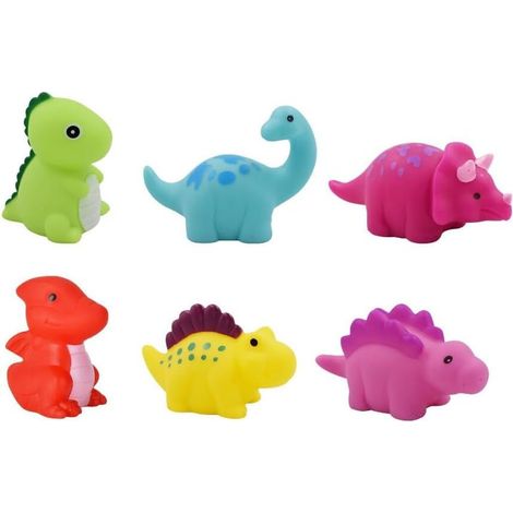 Touch Water Light Up Bathroom Games - LED Light Up Dinosaurs Set, 6 Pieces Water Play Games Gift for Boys and Girls, 6 Colors and Patterns (1/5)