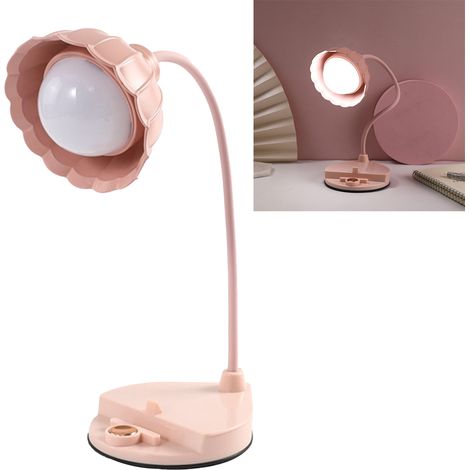 Lampe de lecture LED pliable en forme de fleur, tactile, rechargeable par USB, rose, idéale pour la chambre ou le dortoir. (1/5)
