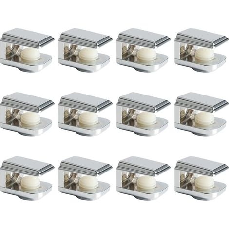 Support Étagère Verre Support d'Étagère Réglable et Adaptable d'Épaisseur de 5-8MM pour Salle de Bain, Fixation Murale à Vis, Finition Chrome Poli en Alliage de Zinc, 12 Pcs, EBL1015-12P (1/5)