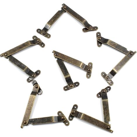6 Stück Klappscharniere für Schmuckkästchen-Deckel, aus antikem Messing, drehbare Eisenscharniere (gefaltete Länge: 83 mm, Breite: 10 mm) (1/5)