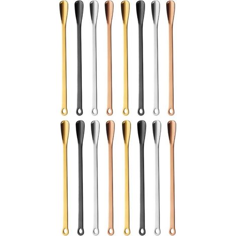 Ensemble de 16 cuillères à mélanger en acier inoxydable de 165 mm de long, multicolores, pour boissons (1/5)