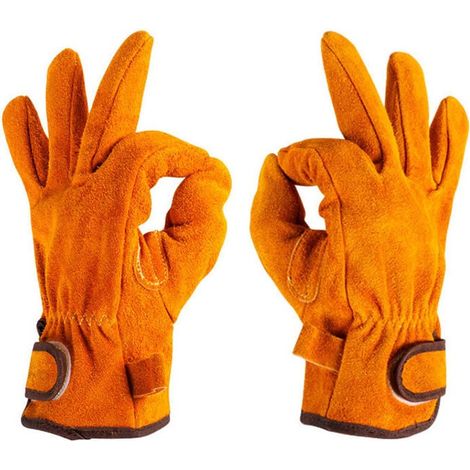 Fournitures de protection de sécurité pour la prévention des catastrophes Gants de protection en cuir de vache pour barbecue et travail en extérieur (1/5)