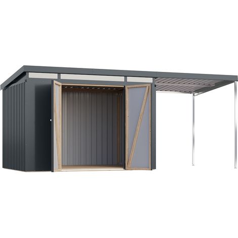 GH Iridium 3 anthrazit 289x206x213 mit Anbaudach 2 m