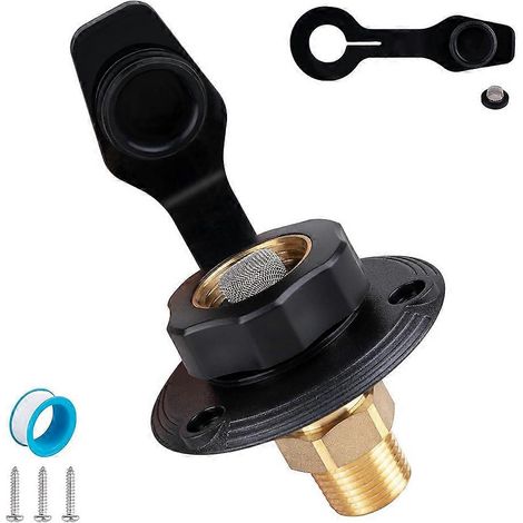 Prise d'eau pour VR, prise d'eau de ville pour VR avec clapet anti-retour, raccord de tuyau d'eau pour VR avec couvercle, femelle 3/4 NH vers mâle 1/2 NPT (1/5)