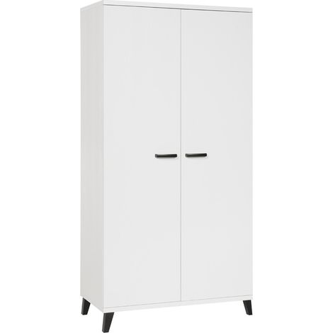 Armoire enfant 2 portes DANAÉ – Blanc mat – Rangement fonctionnel et design épuré (1/2)