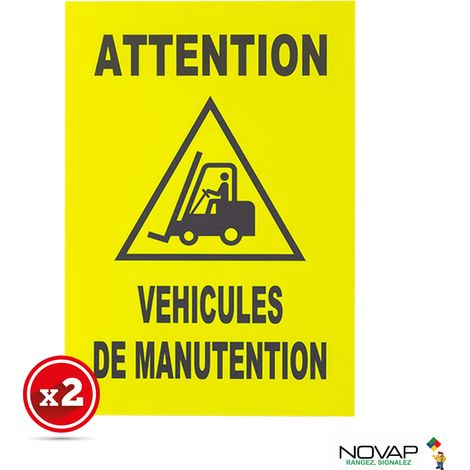 Lot de 2 plaques modulable jaune fluo - Attention véhicules de manutention - 4280363 (1/4)