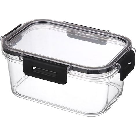 Boîte de conservation alimentaire noire avec couvercle hermétique, grand bac transparent en ABS, récipient de préparation repas pour cuisine et réfrigérateur (1/5)