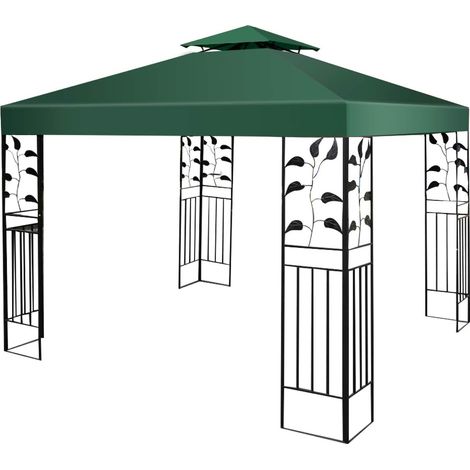 Costway – Toile de rechange imperméable 3 x 3 m – Polyester vert – Protection UV et moisissure – Installation facile avec crochets
