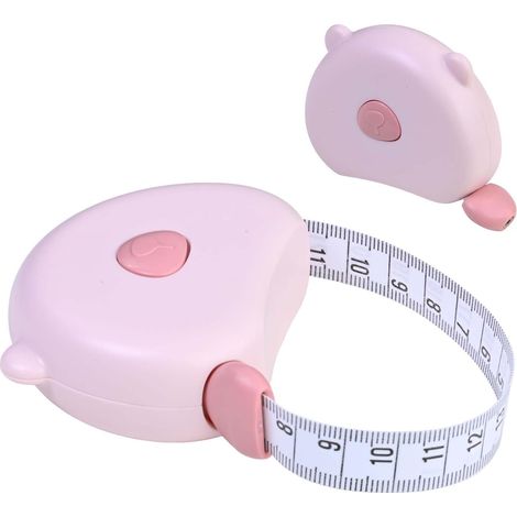 Mètre Ruban Corps Rétractable en Forme d'Ours Rose, Ruban à Mesurer Magnétique 150cm Double Face, Mètre Ruban Couture Souple pour Mesure de Taille, Poitrine, Perte de Poids, Design Mignon (1/5)