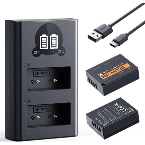 Batterie et Chargeur Double 1300mAh Remplacement Batterie Compatibles avec XM5, X100VI, X100V, XS10, XT30, XT30 II, XT20, XE4, XE5, A5,X Half(HF1) (1/5)