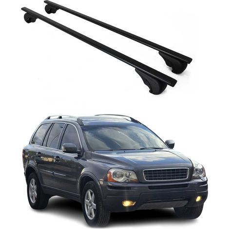 OMAC Barres de toit pour Volvo XC90 I 2003-2014 – TÜV / DIN 75302:2019 – Antivol inclus – Charge max 75 kg – 2 barres Noir (1/4)