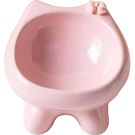 Bol pour chat, design incliné à 15 degrés, céramique de haute qualité, Rose (1/2)