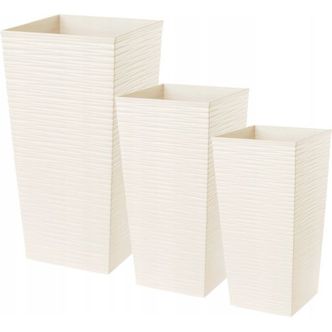 KADAX Blumentopf Set, Blumenkübel aus Kunststoff, 30+35+40 cm, Creme