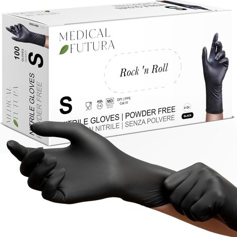 100 Gants Nitrile S Noirs Jetables Hypoallergéniques Gr. 4.0, Sans Poudre, Sans Latex, Idéals pour Esthéticiens, Tatoueurs, Mecanicien et Secteurs Médicaux (S, Noir) (1/5)