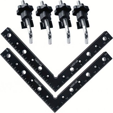 Right angle clamping brackets for woodworking, aluminum alloy angle rulers, 90-degree right angle fixing brackets, 6-piece set of 160 mm