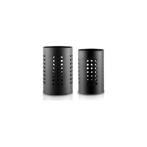 Portautensili da cucina per piano di lavoro, confezione da 2, cestello portautensili in acciaio inox nero, elegante organizer in stile rustico e portautensili decorativo per la cucina - Crezuo