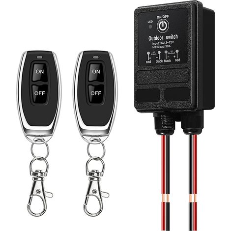 Interrupteur à distance,interrupteur Radio 12V,interrupteur à distance relais DC 12V/24V/48V/72V 30A pour alarme antivol,porte roulante,garde - corps,motocyclette,automobile.100 m de long (1/5)