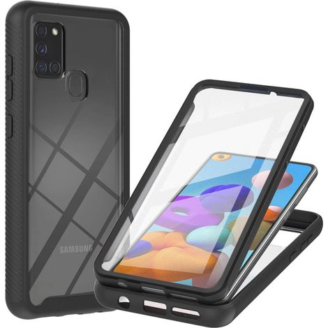 Jofun Coque Samsung Galaxy A21S Antichoc Housse Samsung Galaxy A21S, avec Protège-écran, Case Full Body Protection 360 Etui Robuste Transparent Integrale Bumper Coque pour Samsung A21S - Noir (1/5)