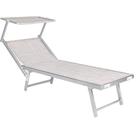 Lettino Spiaggia con Parasole Doppio Lif Budelli Grigio 208 X 85 X in Alluminio 40,5 cm