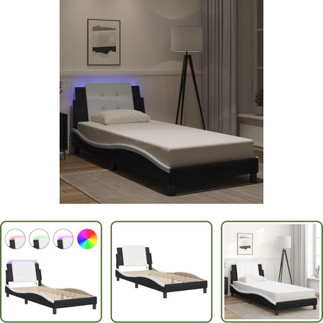 LED-Leuchten - Bettgestell mit LED ohne Matratze "Zadar" Schwarz und Weiß 80x200 cm (1/5)