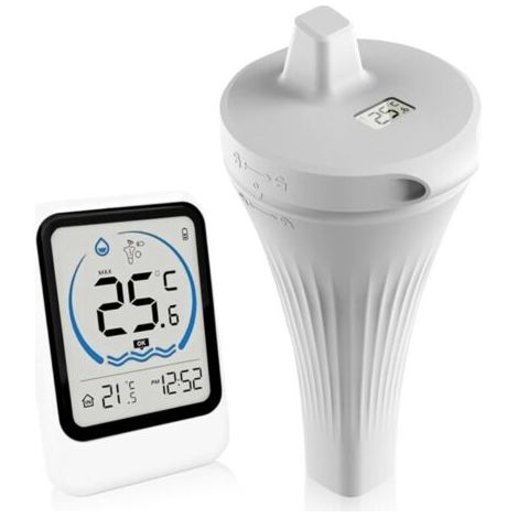 Thermometre Piscine, Thermomètre de Piscine Sans Fil étanche IP68, Thermomètre Piscine Flottant Sans Fil Thermometre d'eau Intérieur Extérieur pour Aquariums, Baignoires, étangs (1/4)