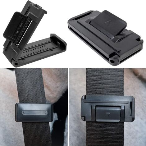 NALOOKAMIC Lot de 2 Clips de Réglage de la Ceinture de sécurité, Ajusteur de Ceinture de sécurité, Régulateur d'arrêt, Empêche la Ceinture de frotter sur Votre Cou, 5,3 cm, Largeur de la Ceinture, Noi (1/5)