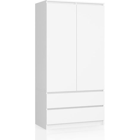 Armadio: 2 ante, 2 cassetti, 90 x 180 x 51 cm, bianco (1/4)