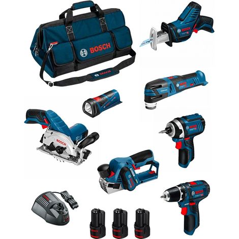 BOSCH Kit BMKB7-28DD3 (GSR 12V-15+GDR 12V-105+GKS 12V-26+GOP 12V-28+GSA 12V-14+GLI 12V-80+GHO 12V-203x2,0AhGAL1230CVHDBAG) (1/5)